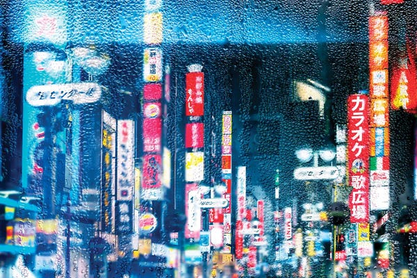 Tokyo: Behind The Window - Bluish Reflection by Philippe Hugonnard