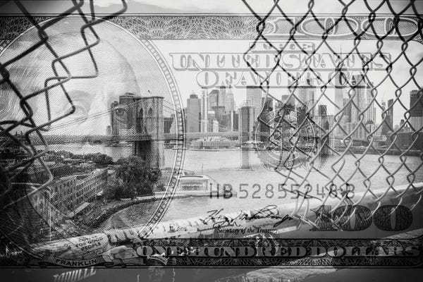 New York City Skylines: Manhattan Dollars - Between The Fence by Philippe Hugonnard