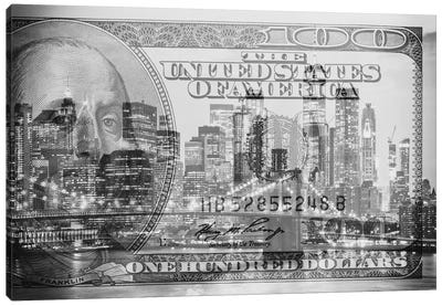 Manhattan Dollars - New York City Canvas Art Print - Money Art
