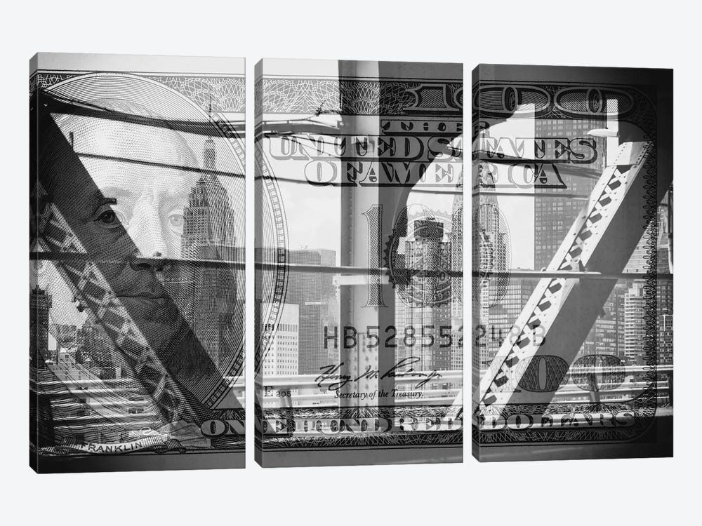 Manhattan Dollars - Between The Steel by Philippe Hugonnard 3-piece Canvas Art Print
