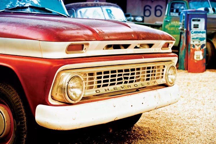 Classic Chevrolet Grill At U.S Route 66 Fill-Up Station by Philippe Hugonnard wall art