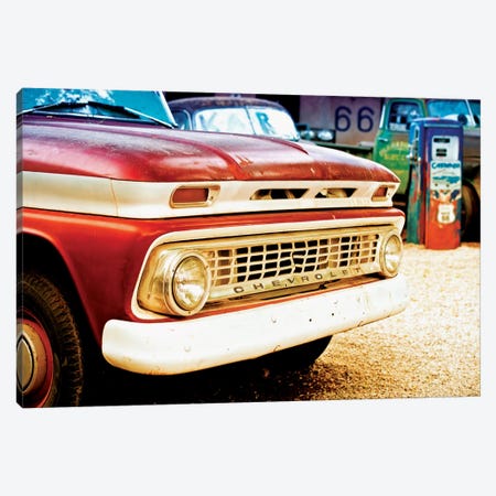 Classic Chevrolet Grill At U.S Route 66 Fill-Up Station Canvas Print #PHD148} by Philippe Hugonnard Art Print