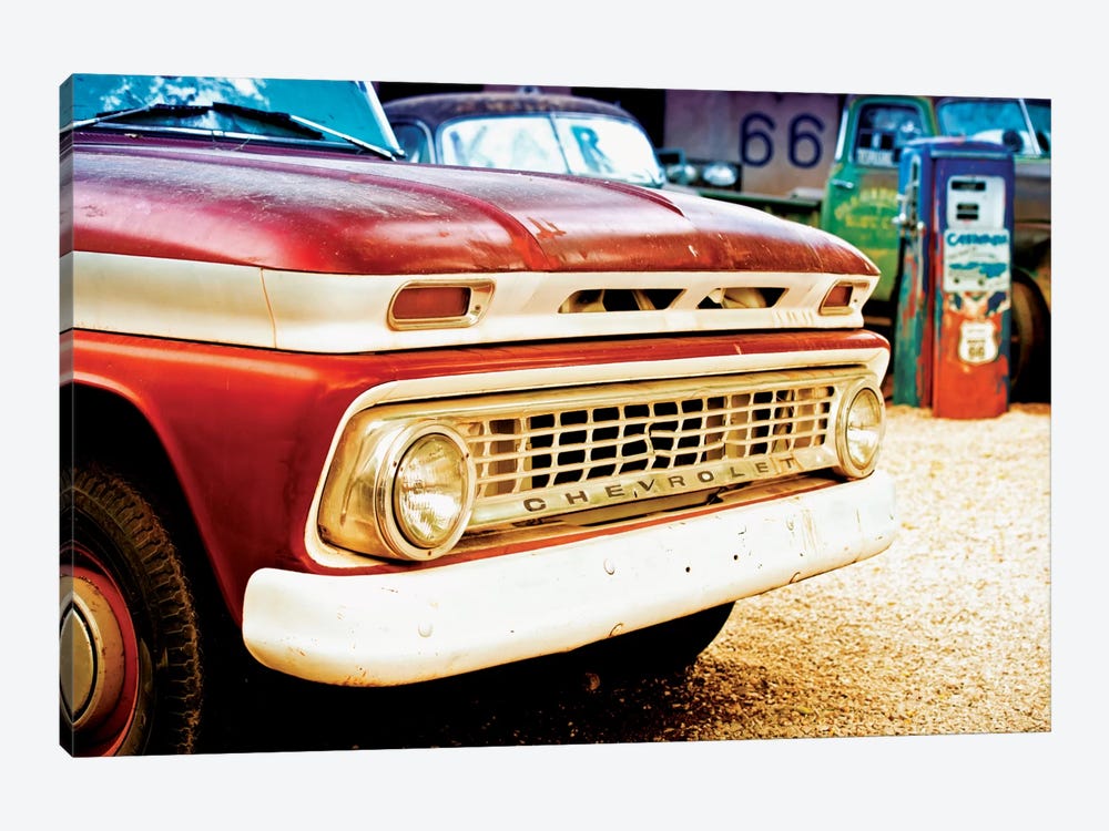 Classic Chevrolet Grill At U.S Route 66 Fill-Up Station by Philippe Hugonnard 1-piece Canvas Art Print