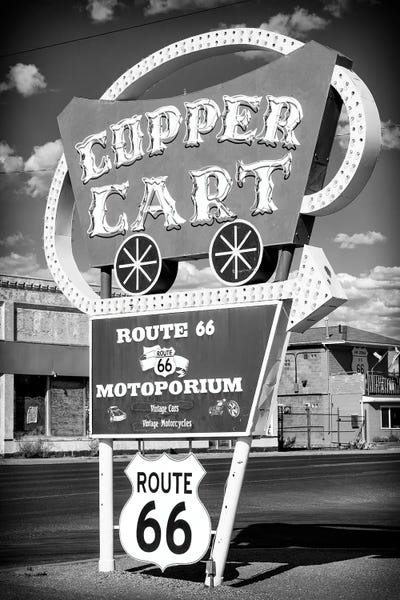 Signs: Black Arizona Series - Vintage Sign Route 66 Seligman by Philippe Hugonnard