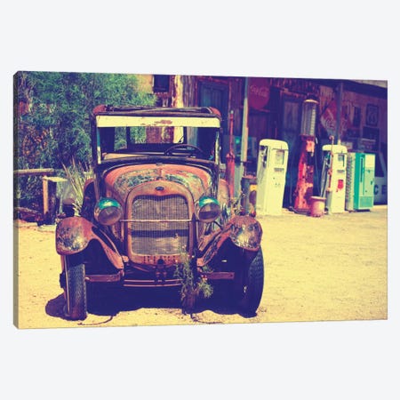 Classic Ford At U.S. Route 66 Fill-Up Station II Canvas Print #PHD151} by Philippe Hugonnard Canvas Art