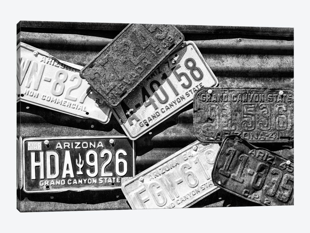 Black Arizona Series - Old American License Plates by Philippe Hugonnard 1-piece Canvas Wall Art