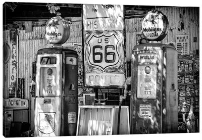 Black Arizona Series - Route 66 Mobilgas Special Canvas Art Print - Signs