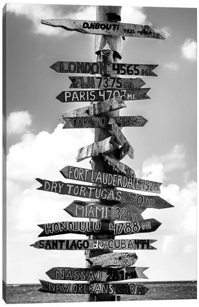 Key West Directional Sign I Canvas Art Print - Signs