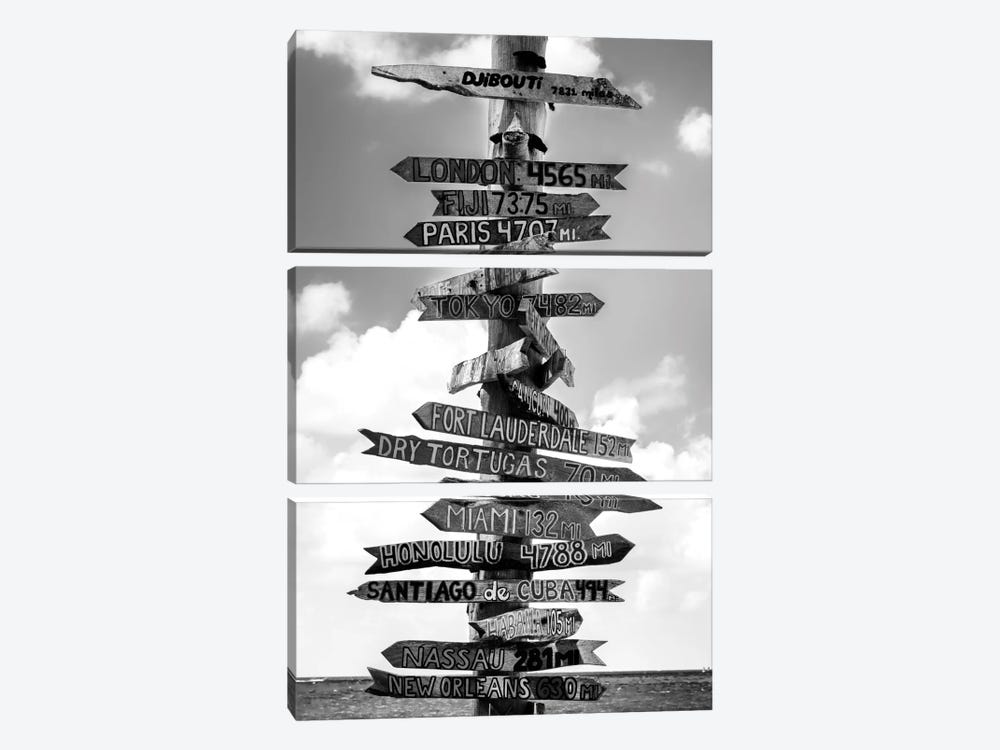 Key West Directional Sign I 3-piece Canvas Print