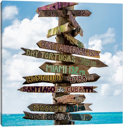Key West Directional Sign III Canvas Art Print - Signs