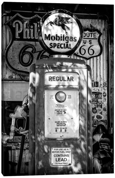 Black Arizona Series - Route 66 Regular Gas Canvas Art Print - All Black Collection