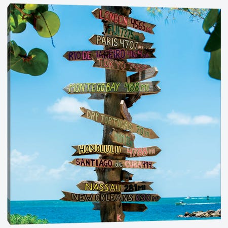 Key West Directional Sign IV Canvas Print #PHD163} by Philippe Hugonnard Canvas Art Print