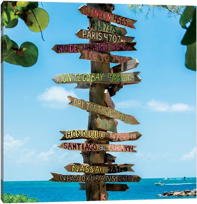 Key West Directional Sign IV Canvas Art Print - Signs