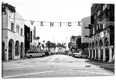 Black California Series - Venice Pacific Avenue Canvas Art Print - Signs