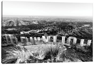 Black California Series - Back Hollywood Sign Canvas Art Print - Famous Architecture & Engineering