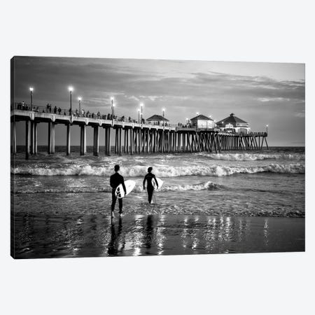 Black California Series - Huntington Beach Surf City Canvas Print #PHD1734} by Philippe Hugonnard Canvas Wall Art