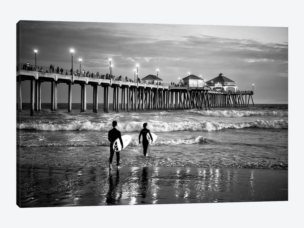 Black California Series - Huntington Beach Surf City by Philippe Hugonnard 1-piece Canvas Artwork
