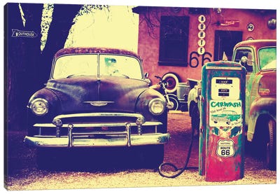 U.S. Route 66 Fill-Up Station Canvas Art Print - Vintage Styled Photography