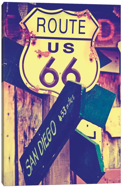 U.S. Route 66 Sign Canvas Art Print - San Diego Art