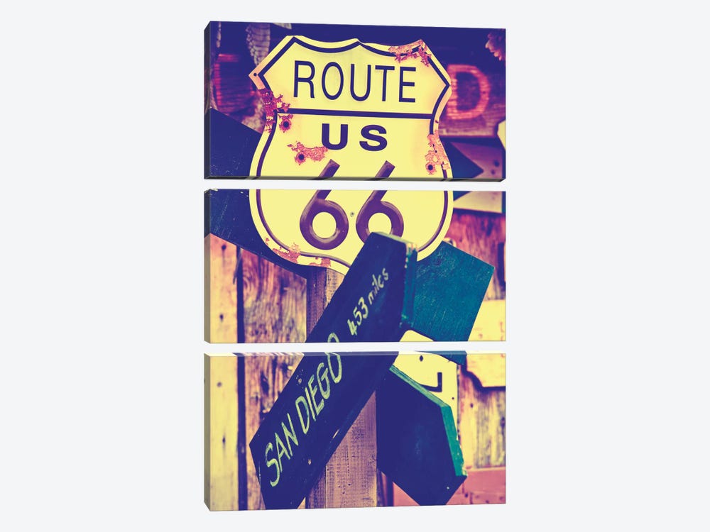 U.S. Route 66 Sign by Philippe Hugonnard 3-piece Canvas Art