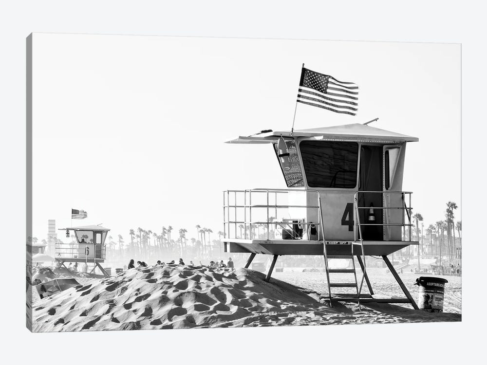 Black California Series - Lifeguard Towers by Philippe Hugonnard 1-piece Canvas Wall Art