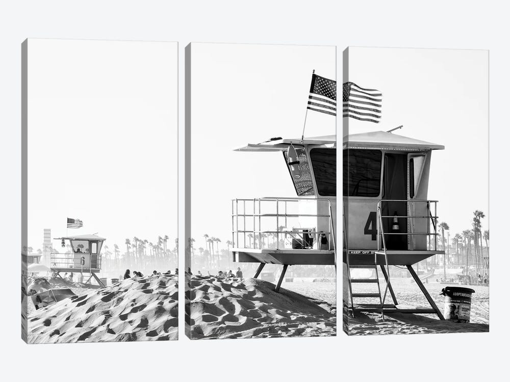 Black California Series - Lifeguard Towers by Philippe Hugonnard 3-piece Canvas Wall Art