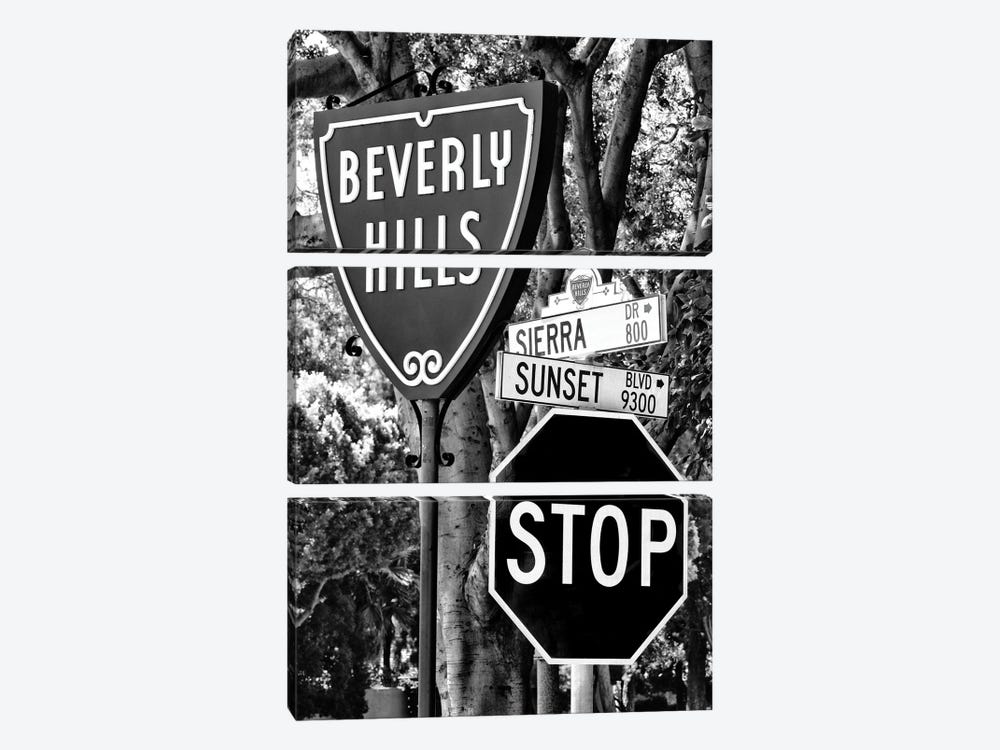 Black California Series - Beverly Hills Sign by Philippe Hugonnard 3-piece Canvas Wall Art