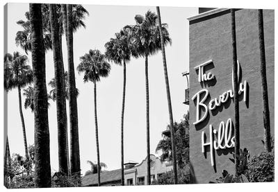 Black California Series - The Beverly Hills Hotel Canvas Art Print - Palm Tree Art
