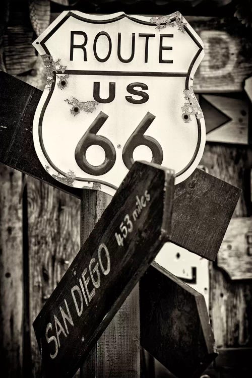 U.S. Route 66 Sign in B&W