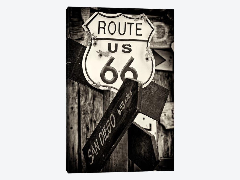 U.S. Route 66 Sign in B&W 1-piece Art Print