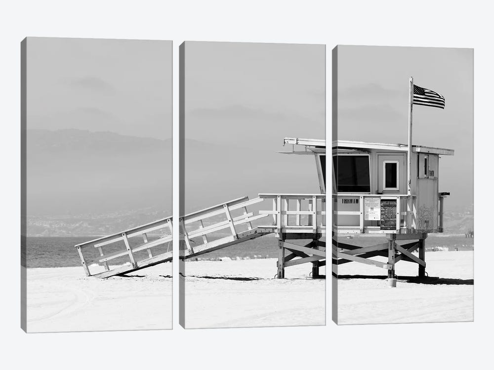 Black California Series - L.A Lifeguard Tower by Philippe Hugonnard 3-piece Canvas Wall Art