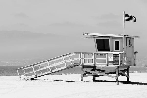 Los Angeles: Black California Series - L.A Lifeguard Tower by Philippe Hugonnard