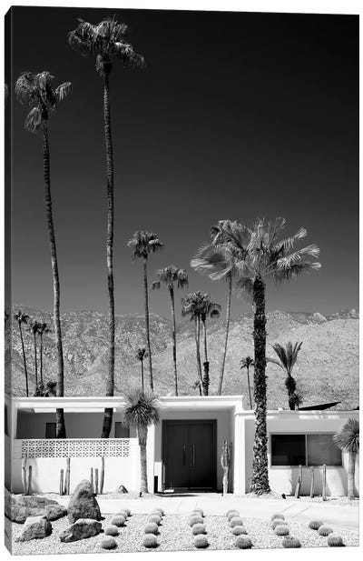 Black California Series - Palm Springs Midcentury Modern Canvas Art Print - All Black Collection