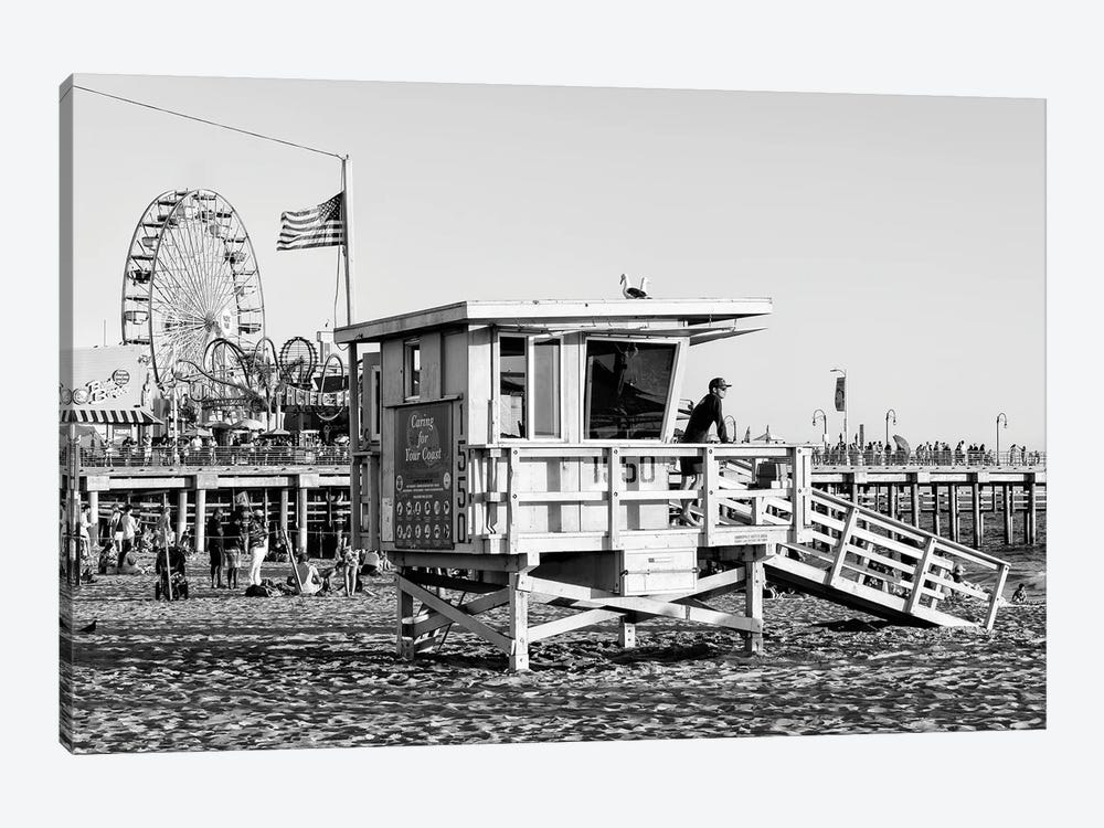 Black California Series - Pacific Park Lifeguard Tower by Philippe Hugonnard 1-piece Canvas Print
