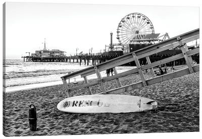 Black California Series - Santa Monica Beach Rescuer Canvas Art Print - Santa Monica