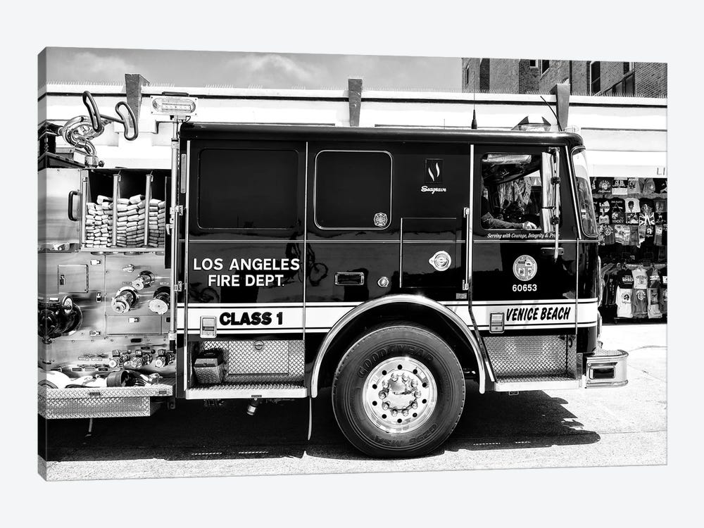 Black California Series - Venice Beach Fire Truck by Philippe Hugonnard 1-piece Canvas Art Print