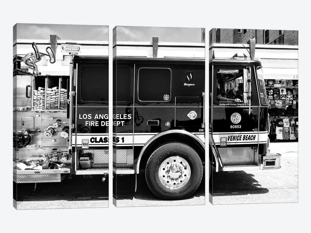 Black California Series - Venice Beach Fire Truck by Philippe Hugonnard 3-piece Art Print