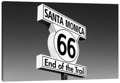 Black California Series - Santa Monica Route 66 Canvas Art Print - Signs