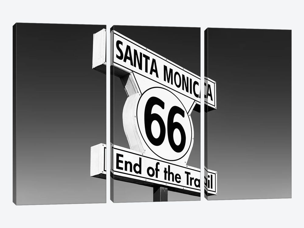 Black California Series - Santa Monica Route 66 by Philippe Hugonnard 3-piece Canvas Print