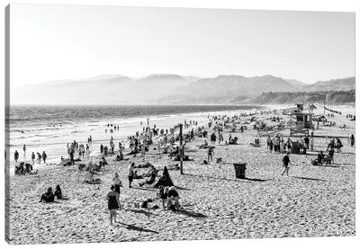 Black California Series - Santa Monica Bay Beach Canvas Art Print - Santa Monica