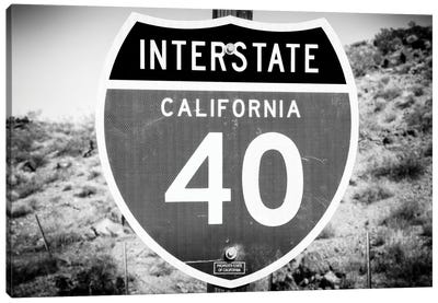 Black California Series - Interstate 40 Canvas Art Print - Signs