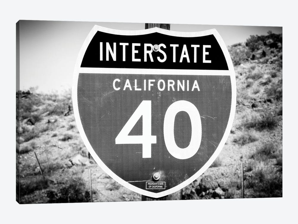 Black California Series - Interstate 40 1-piece Canvas Art