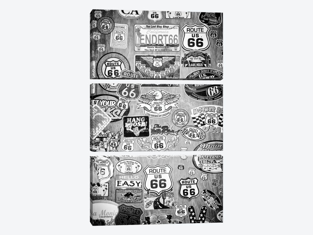 Black California Series - Route 66 The American Legend by Philippe Hugonnard 3-piece Canvas Print