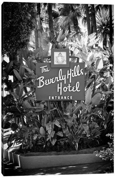 Black California Series - L.A Beverly Hills Hotel Canvas Art Print - All Black Collection