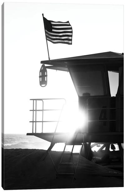 Black California Series - Lifeguard Tower Sunset Canvas Art Print - All Black Collection