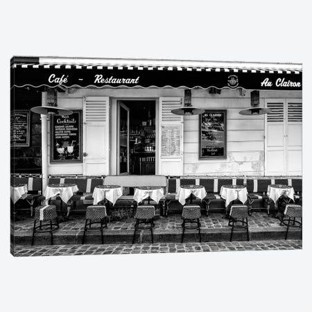 Black Montmartre Series - Paris Café Restaurant Canvas Print #PHD1875} by Philippe Hugonnard Art Print