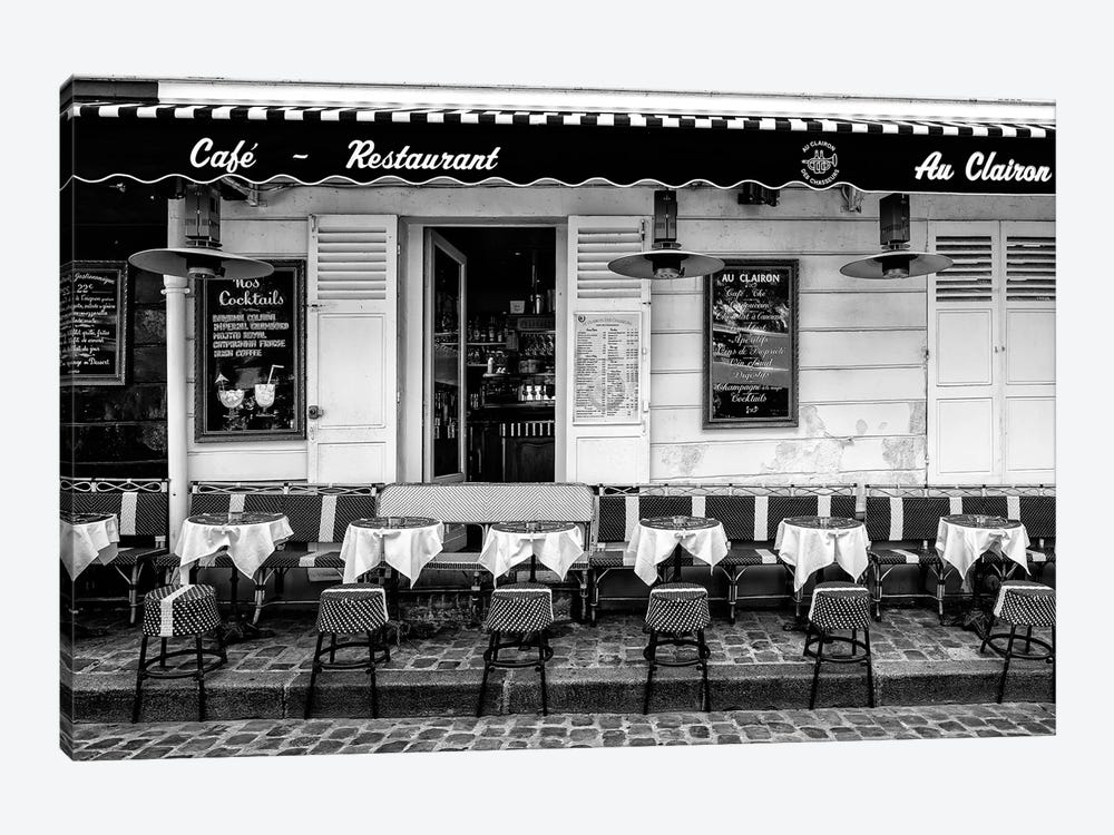 Black Montmartre Series - Paris Café Restaurant by Philippe Hugonnard 1-piece Canvas Art Print
