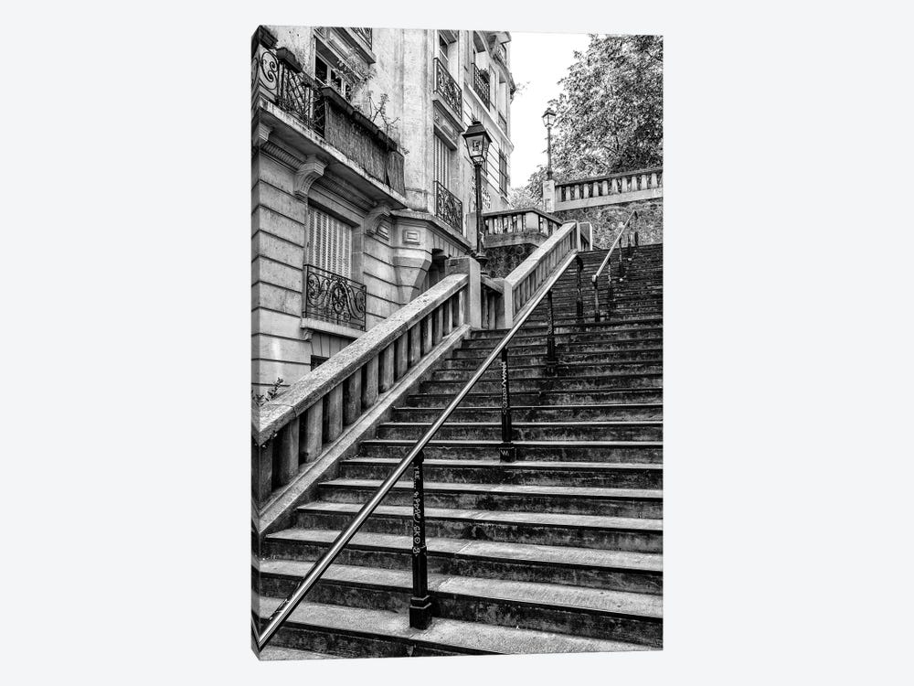 Black Montmartre Series - Parisian Stair Railing by Philippe Hugonnard 1-piece Canvas Art Print
