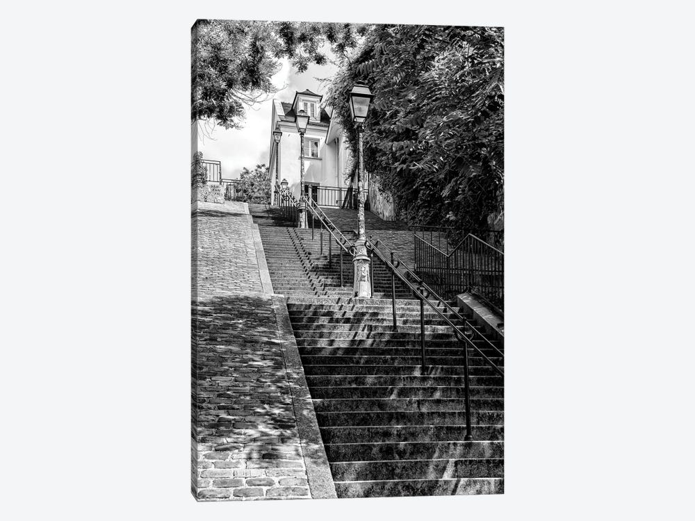 Black Montmartre Series - Stairs Climb by Philippe Hugonnard 1-piece Canvas Artwork