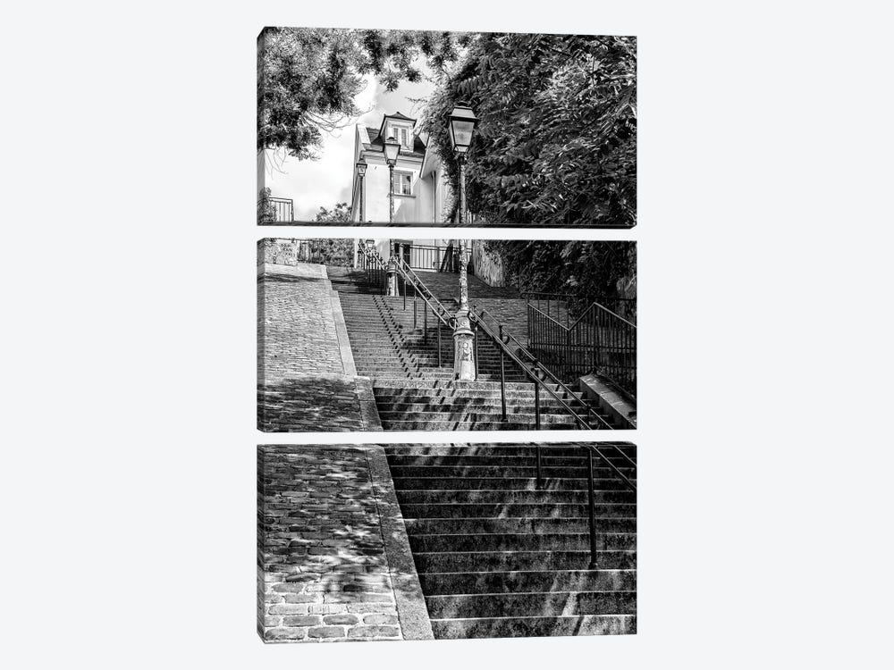 Black Montmartre Series - Stairs Climb by Philippe Hugonnard 3-piece Canvas Artwork